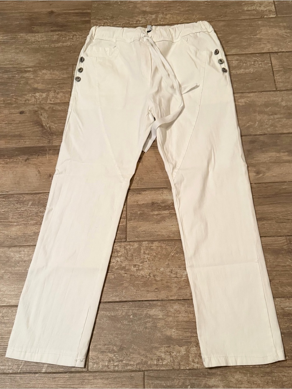 Belle France Women’s White Casual Drawstring Pants